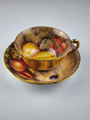 Royal Worcester cup & saucer Ayrton fruit