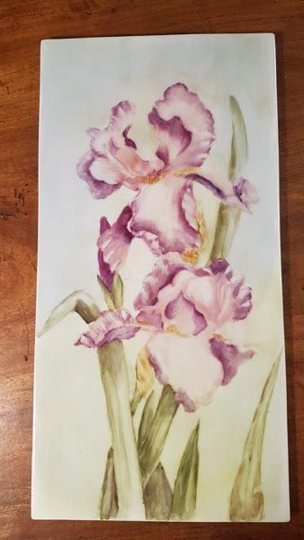 Hand painted tile - Iris