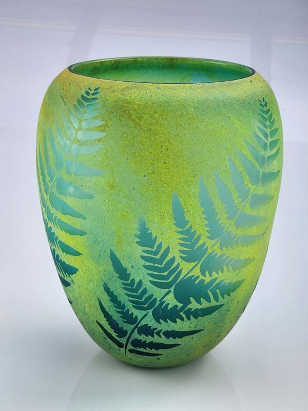 Glass: Garry Nash Fern Glass Vase