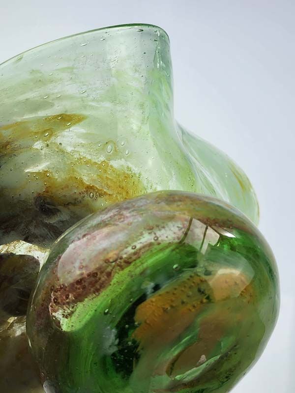 Glass: Green hand blown glass vase