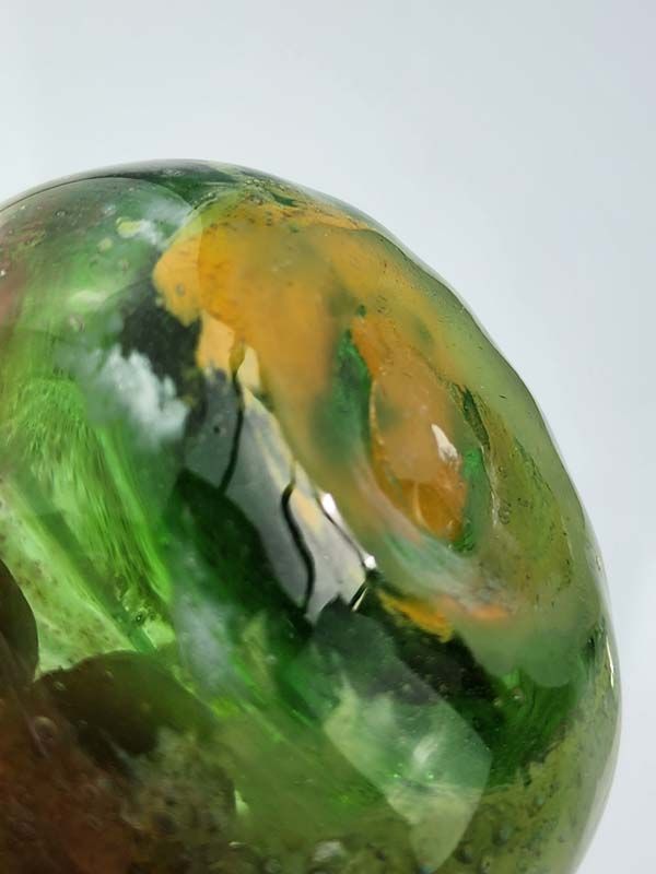 Glass: Green hand blown glass vase