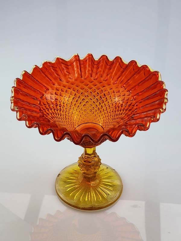 Orange &amp; yellow glass comport / candy dish