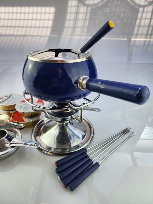 Vintage Fondue Set with skewers