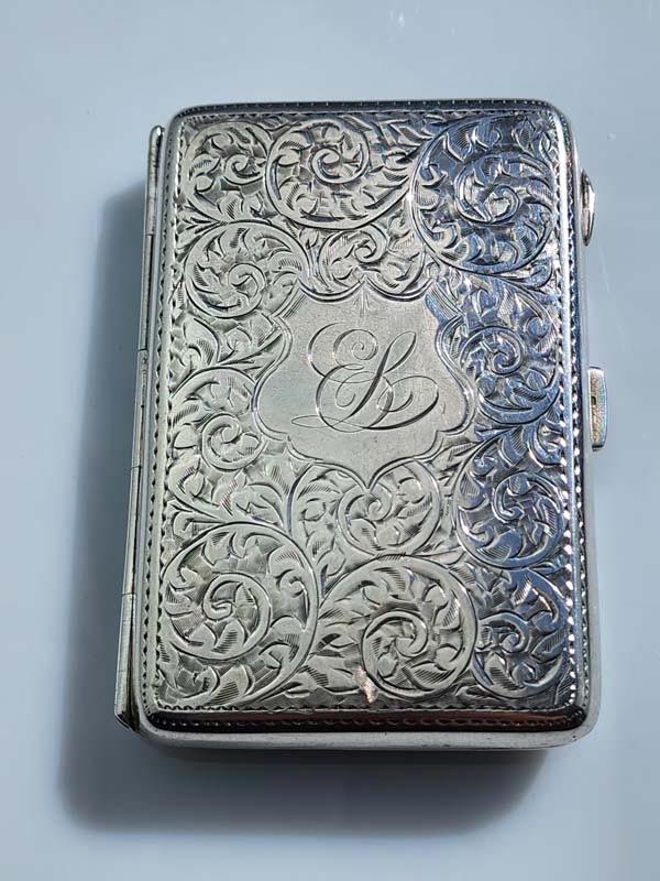 Silver cigarette case - Birmingham 1921