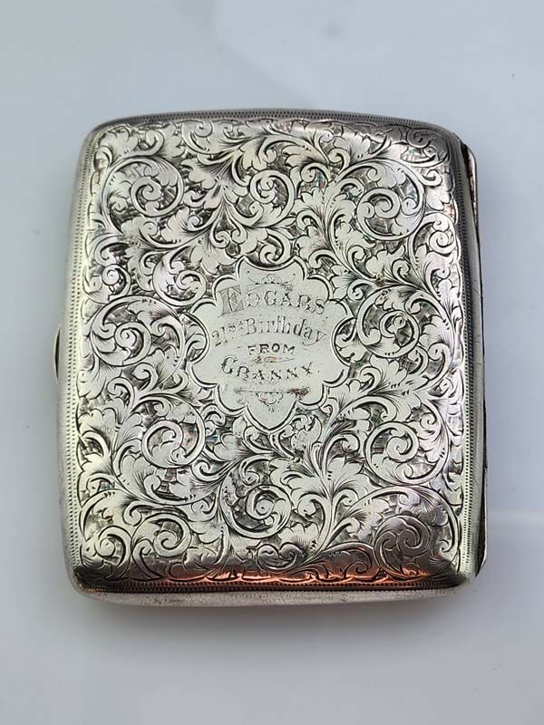 Silver cigarette case - Birmingham 1908