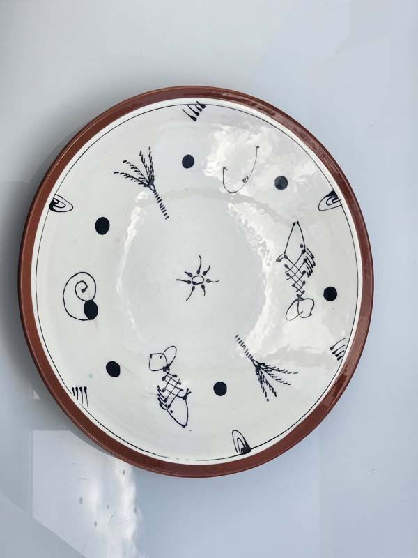 Royce McGlashen black &amp; white fish &amp; palm plate