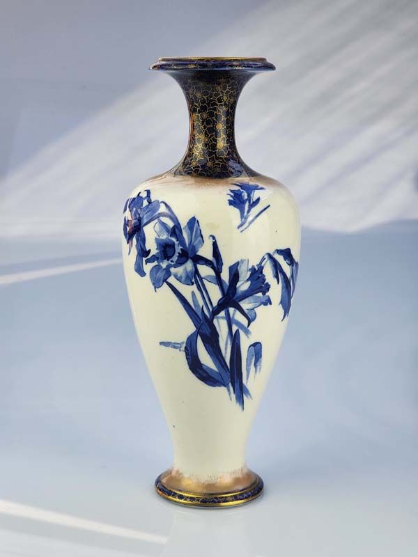 Doulton Burslem - Blue &amp; White Daffodil Vase