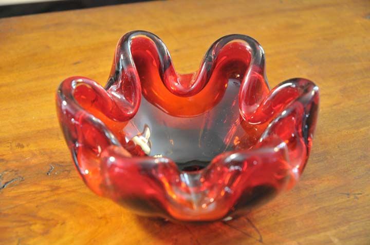 Murano art glass bowl - Red