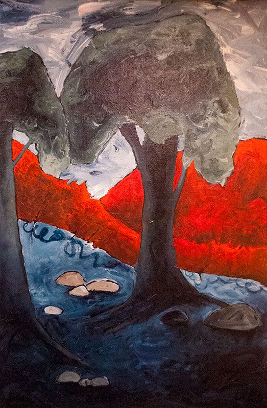 Two grow wild in the west, Acrylic painting, John A Burns