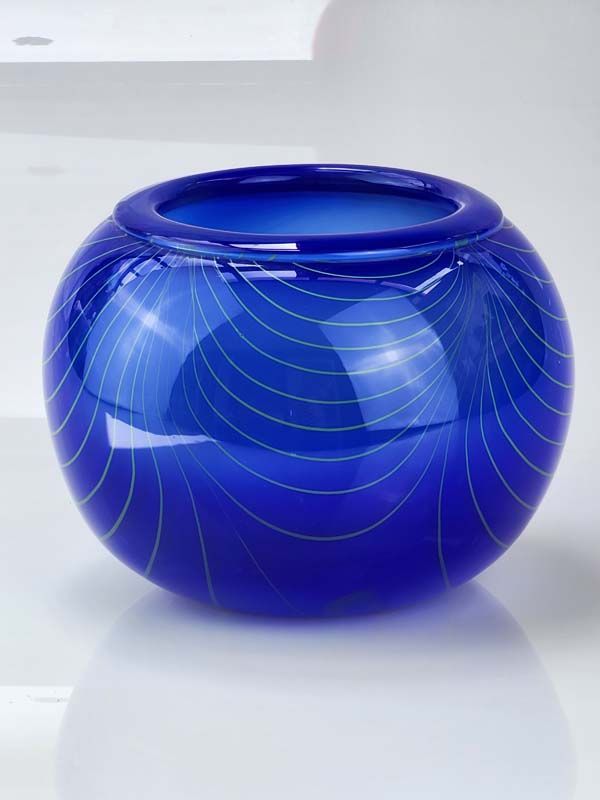 Blue art glass vase