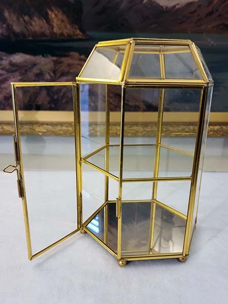Curios: Brass glass display cabinet
