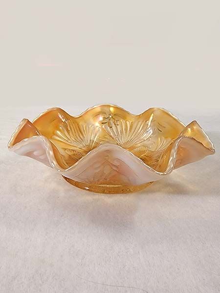 Peach opalescent dugan petal bowl