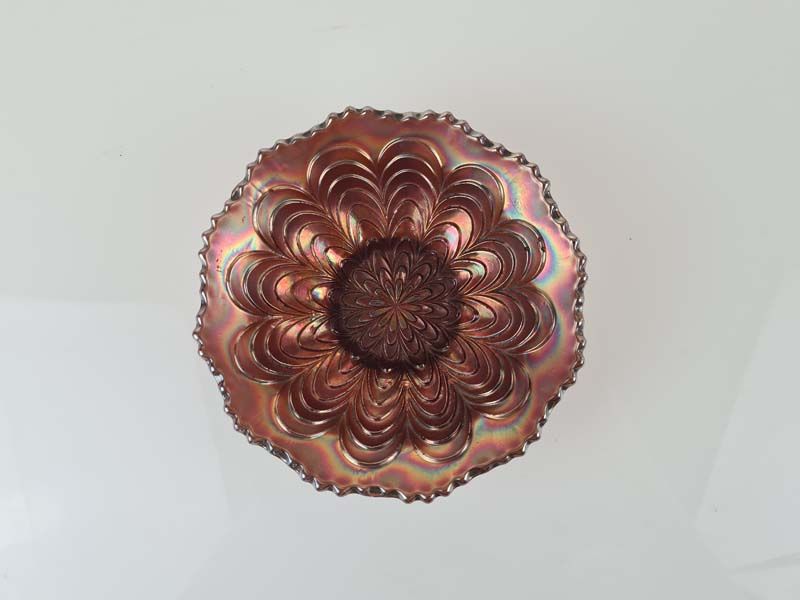 Carnival Glass Bowl Peacock Tail