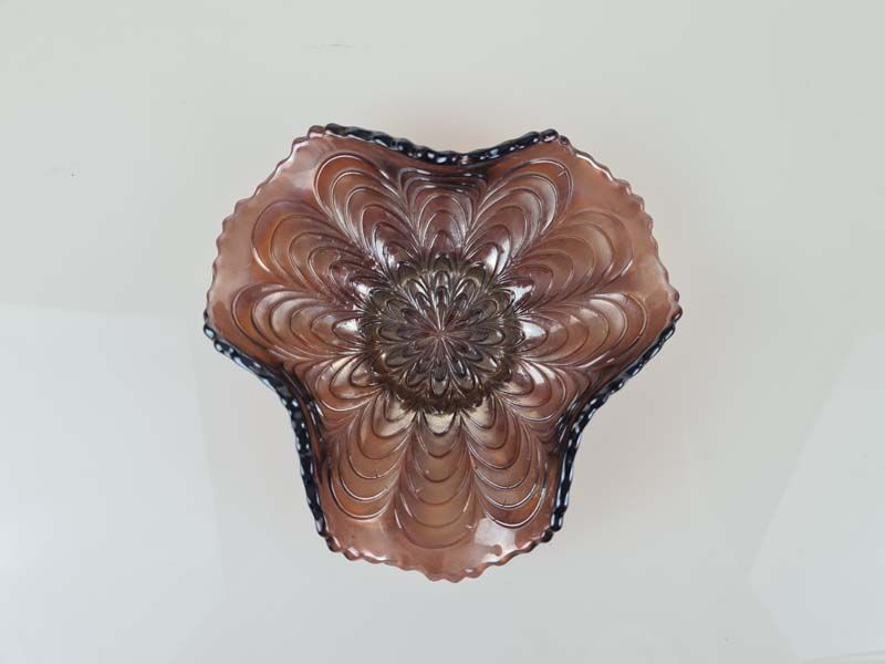 Carnival Glass Bowl Peacock Tail