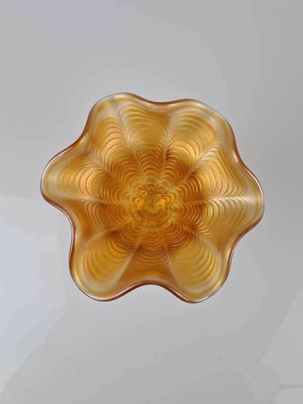 Carnival Glass Ice Cream Dish Peacock Tail