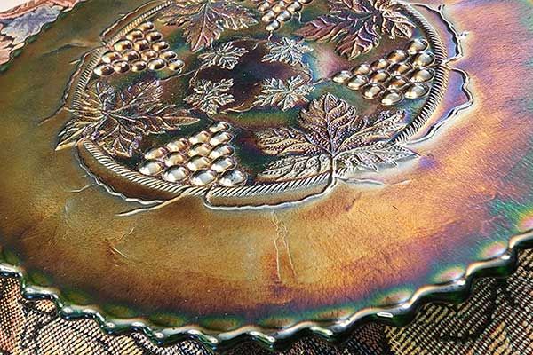 Northwood Carnival Glass Pedestal Cake Dish