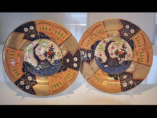 Hand painted plates, circa 1810.