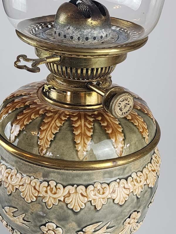 Victorian Doulton Lambeth Oil Lamp