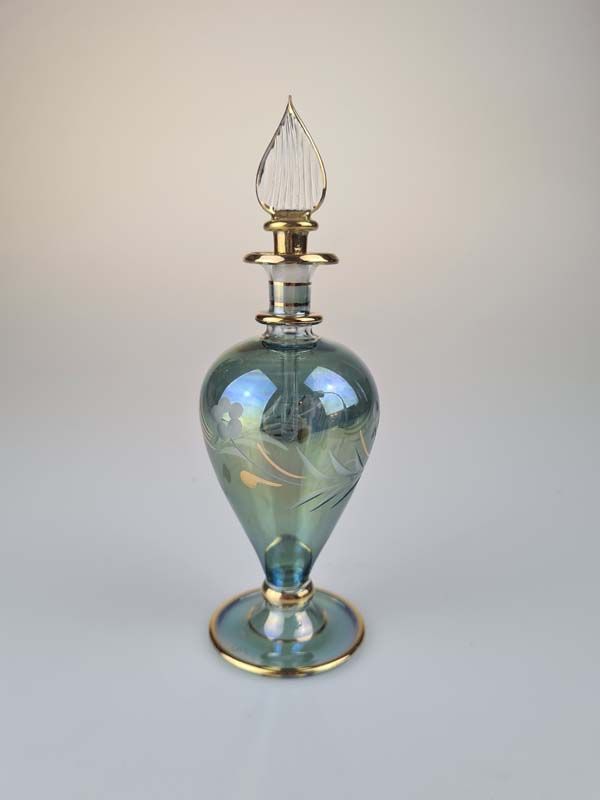 Light Blue Iridescent Egyptian glass perfume bottle