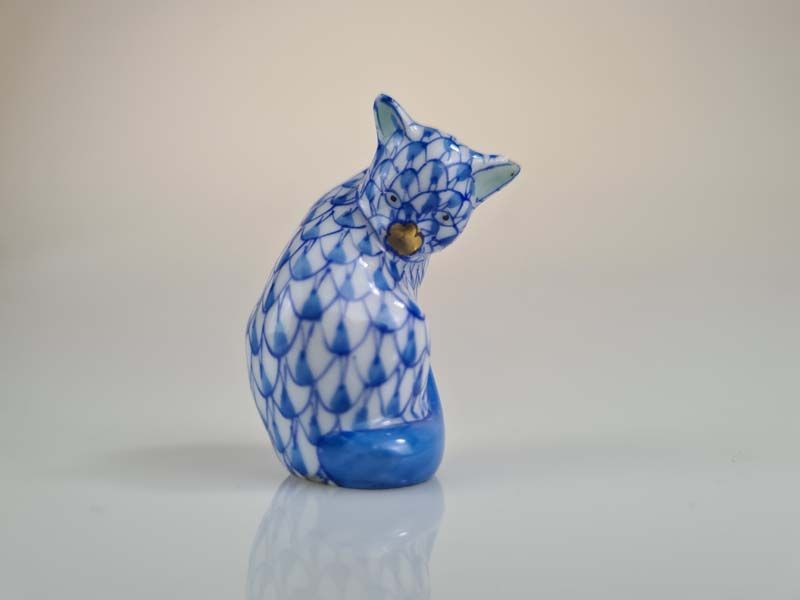 China & Ceramics: Herend Blue Cat Figurine