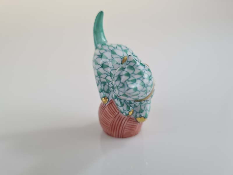 China & Ceramics: Herend Green Cat Figurine