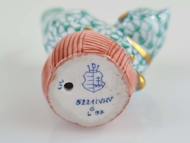 China & Ceramics: Herend Green Cat Figurine