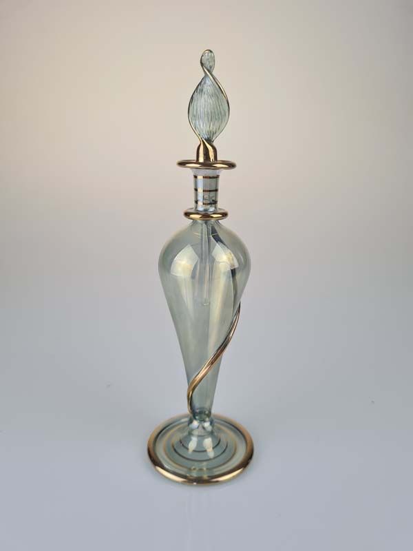 Light Blue Iridescent Egyptian glass perfume bottle