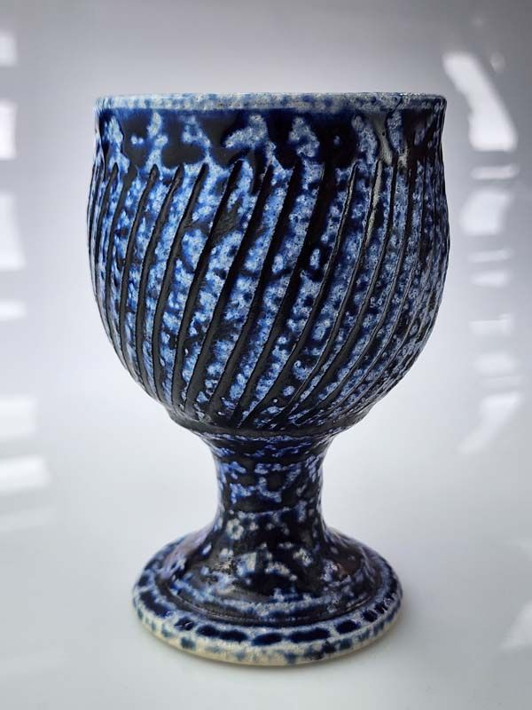 Blue salt glazed goblet, Mirek Smisek