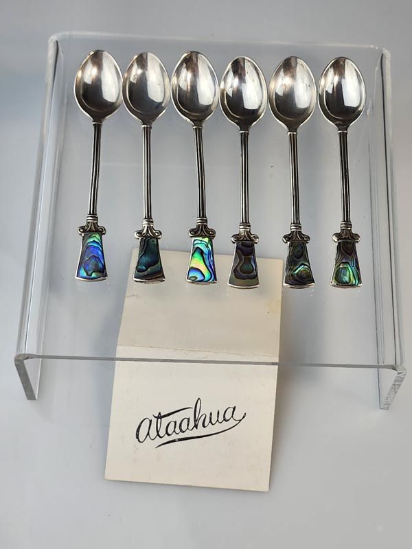 NZ Sterling Silver Teaspoons Paua