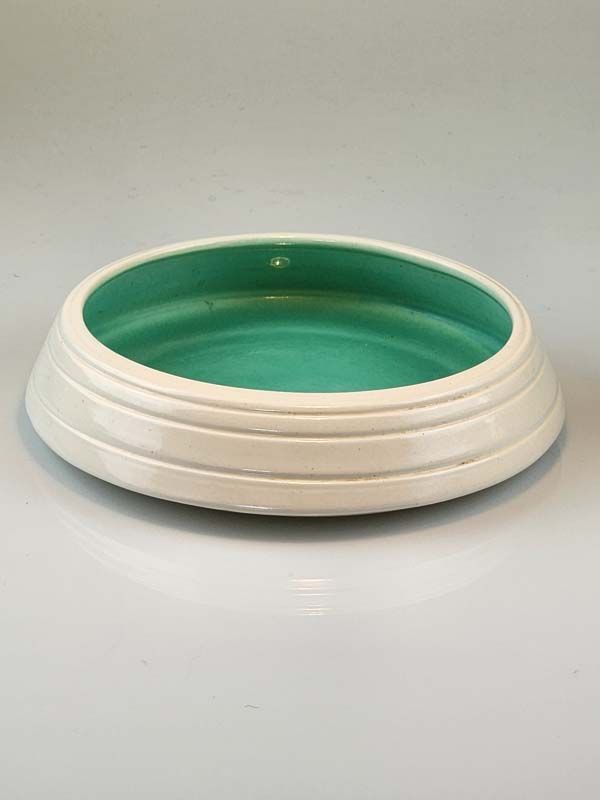 O.C.Stephens - large green white bowl