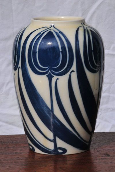 Royal Doulton - Blue &amp; White Art Nouveau Vase