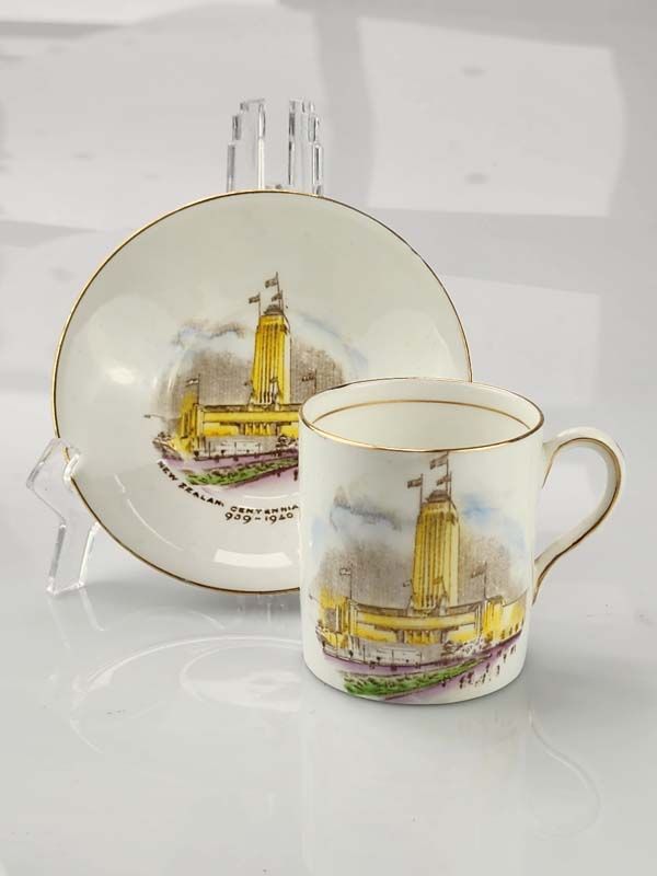 Souvenir Cup &amp; Saucer - NZ Centennial Exhibition 1940