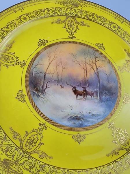 Royal Worcester: Royal Worcester Stinton Yellow Deer Plate