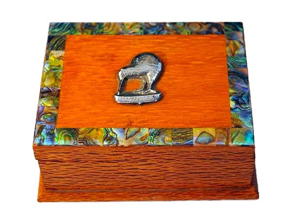Native timber, paua, and kiwi box