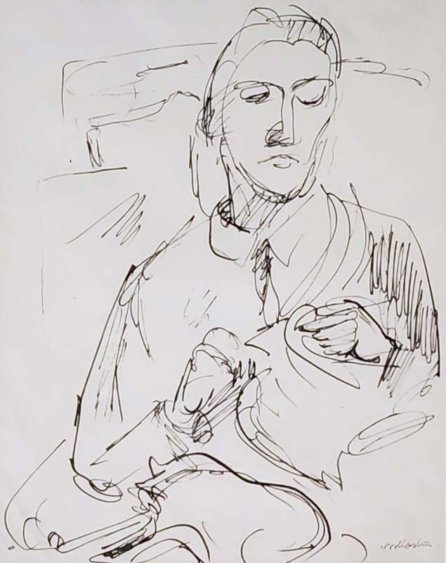 Toss Woollaston - Portrait of Edith Knitting