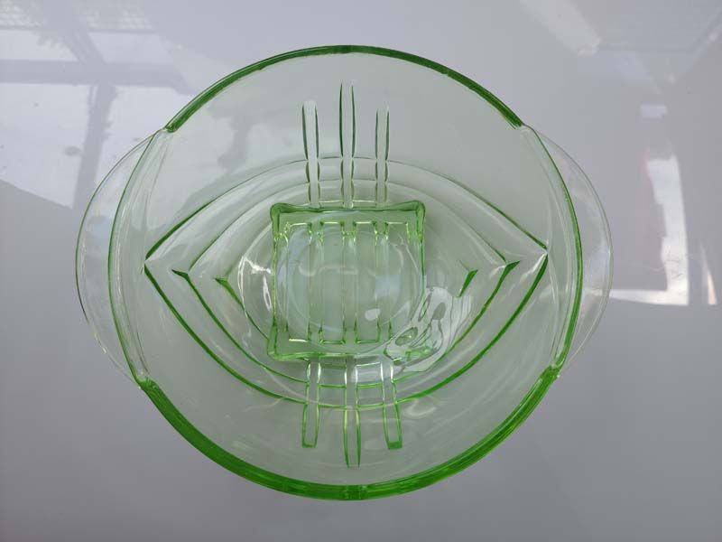 Glass: Uranium Art Deco Glass Bowl