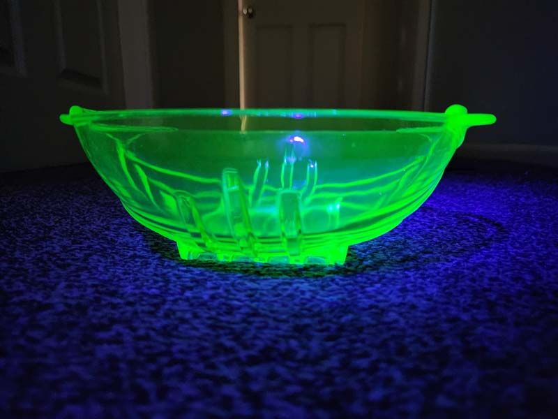 Glass: Uranium Art Deco Glass Bowl