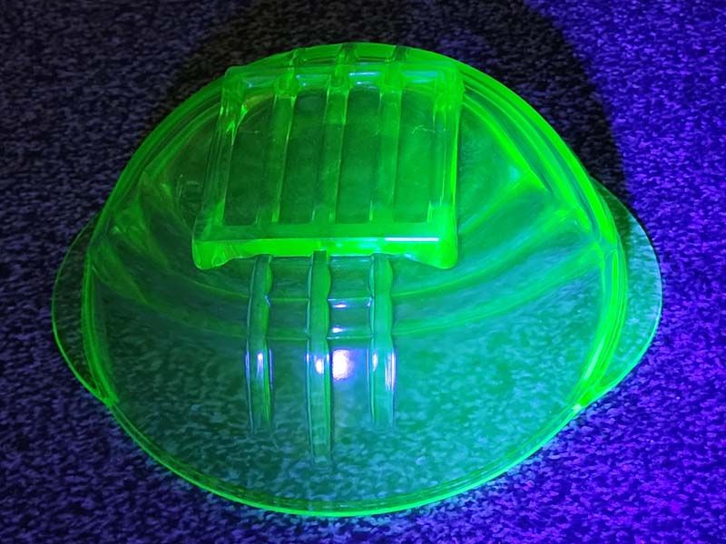 Glass: Uranium Art Deco Glass Bowl