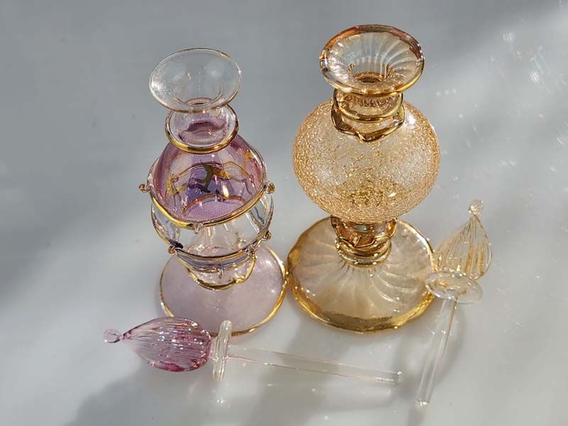 Glass: Venetian glass perfume bottles