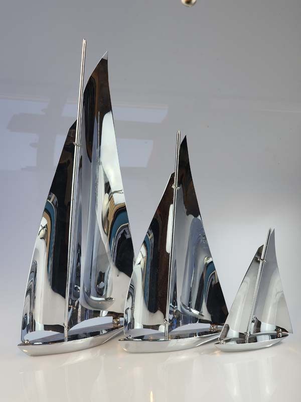 Set of Vintage Chrome Sailing Yachts
