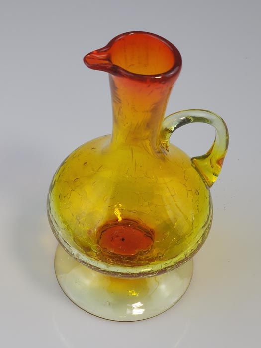 Glass: Kanawha Amberina Crackle Glass Ewer