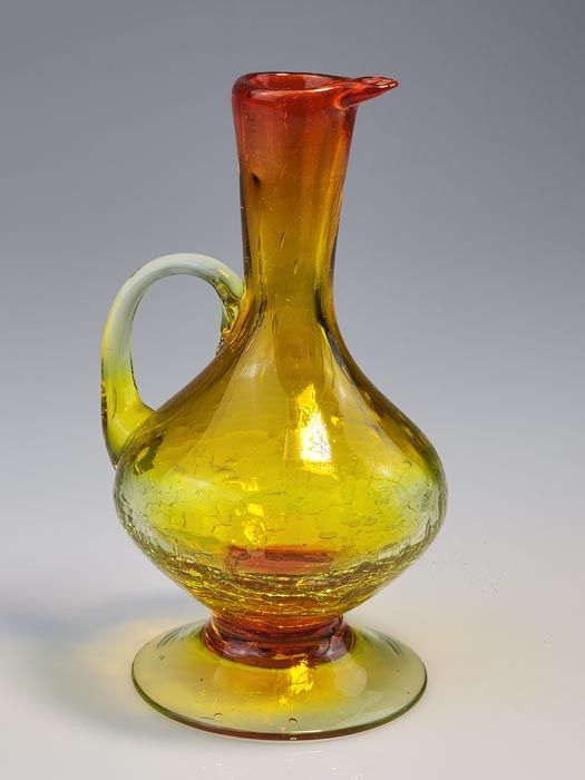 Kanawha Amberina Crackle Glass Ewer